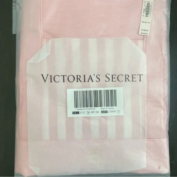 Victoria's Secret Light Pink Striped Tote - Picture 4 of 4